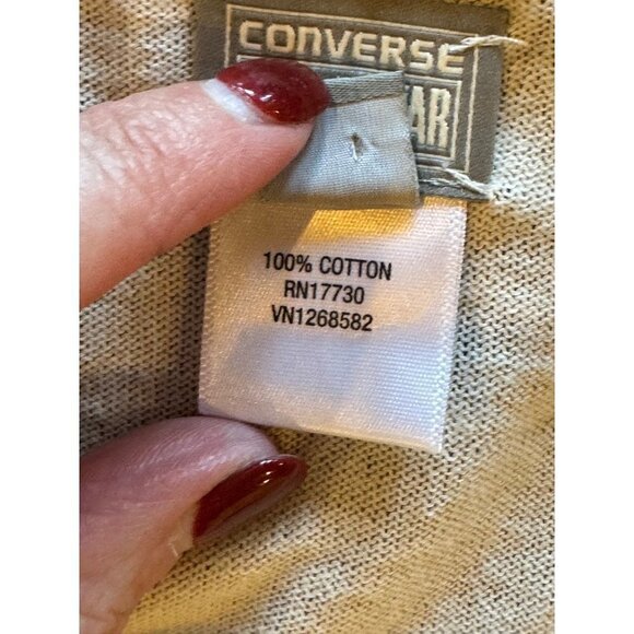 Converse One Star Ivory Mesh Front Cotton Lightweight Long Sleeve Knit Sweater S - Picture 10 of 11